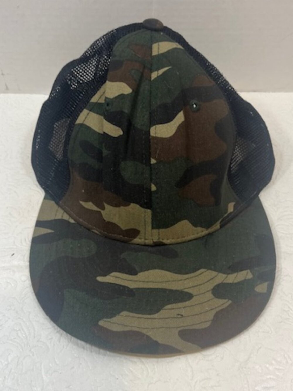 VTG Camo Pattern Black Mesh Snapback Hunting Baseball Cap Hat Adjustable in Back